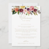 Gold Feather Boho Tropical Wedding Welkom Letter (Voorkant)