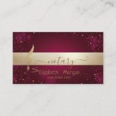 Gold Feather Dark Red Notary Signing Agent Visitekaartje (Voorkant)