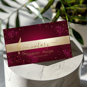 Gold Feather Dark Red Notary Signing Agent Visitekaartje
