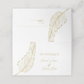 Gold Feather Leaf Name Place Card Plaatskaartje (Buitenkant ongevouwen)