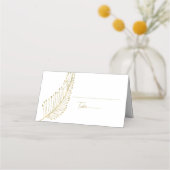 Gold Feather Leaf Name Place Card Plaatskaartje (Achterkant)