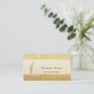 Gold Feather Notary Gold Glitter Visitekaartje