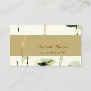 Gold Feather Notary Stripe Floral Visitekaartje