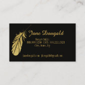 Gold Feather Pen Black Classic Notaris Visitekaartje (Voorkant)