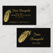 Gold Feather Pen Black Classic Notaris Visitekaartje (Voorkant / Achterkant)