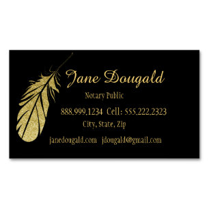 Gold Feather Pen Black Classic noteerbaar Magnetisch Visitekaartje