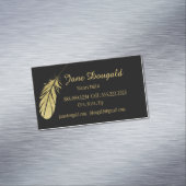 Gold Feather Pen Black Classic noteerbaar Magnetisch Visitekaartje (Voorbeeld)
