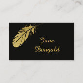 Gold Feather Pen Black Classic Writer Visitekaartje (Achterkant)