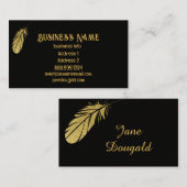 Gold Feather Pen Black Classic Writer Visitekaartje (Voorkant / Achterkant)