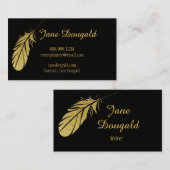 Gold Feather Pen Black Classic Writer Visitekaartje (Voorkant / Achterkant)