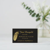 Gold Feather Pen Zwarte Klassieke notaris Visitekaartje (Staand voorkant)