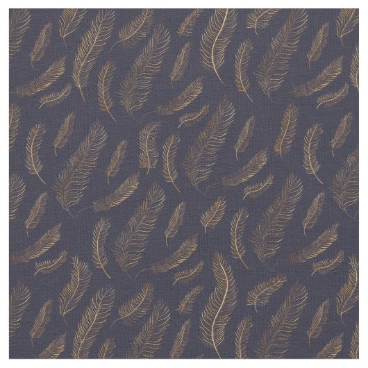 Gold Feather Print Stof (Close Up)