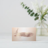 Gold Feather Roos Gold Brush Stroke Notaris Visitekaartje (Staand voorkant)