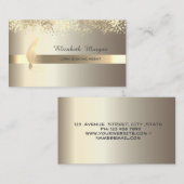 Gold Feather Stripe Champagne Notaris Visitekaartje (Voorkant / Achterkant)