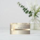 Gold Feather Stripe Champagne Notaris Visitekaartje (Staand voorkant)