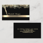Gold Feather Stripe Confetti Zwart Notaris Visitekaartje (Voorkant / Achterkant)