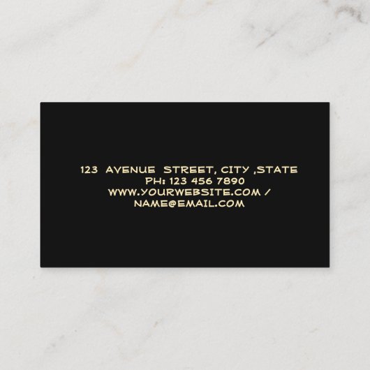 Gold Feather Stripe Confetti Zwart Notaris Visitekaartje (Achterkant)