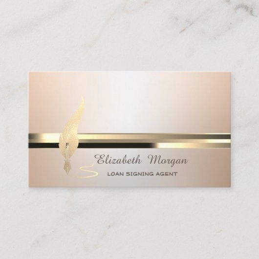 Gold Feather Stripe Luminouse Notary Visitekaartje (Voorkant)