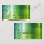 Gold Feather Stripe Marble Green Notary Visitekaartje (Voorkant / Achterkant)