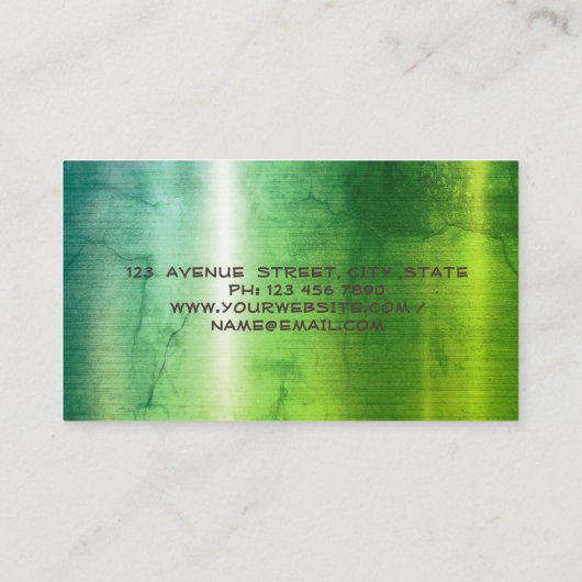 Gold Feather Stripe Marble Green Notary Visitekaartje (Achterkant)