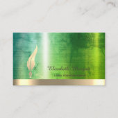 Gold Feather Stripe Marble Green Notary Visitekaartje (Voorkant)