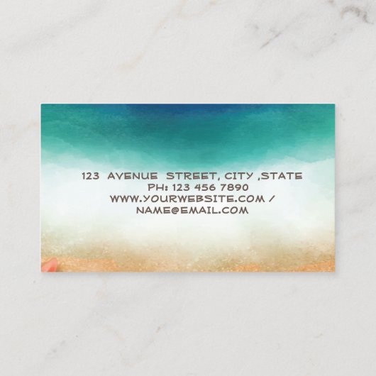 Gold Feather Stripe Waterverf Green Notary Visitekaartje (Achterkant)