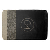 Gold Feathers op Black Monogram Bath Towel Set Bat Badmat (Voorkant)