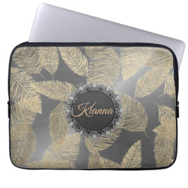 Gold Feathers op speciaal gepersonaliseerde stijlv Laptop Sleeve