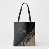 Gold Feathers op zwart monogram Tote Bag (Voorkant)