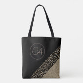 Gold Feathers op zwart monogram Tote Bag (Achterkant)