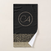 Gold Feathers op zwarte monogram handdoekset Bad Handdoek (Handdoek)