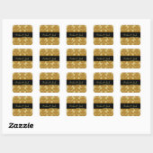 GOLD Feathery Damask Bruiloft Vierkante Sticker (Vel)