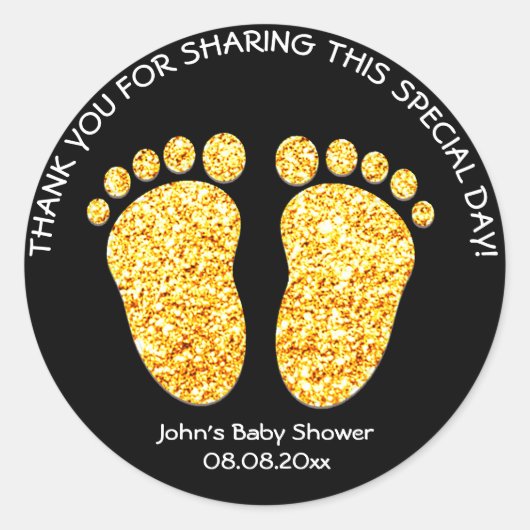 Gold Feet Baby shower Party Favor Ronde Sticker (Voorkant)