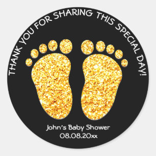 Gold Feet Baby shower Party Favor Ronde Sticker