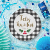 Gold Feliz Navidad Black Buffalo Pset Papieren Bordje (Feest)