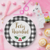 Gold Feliz Navidad Black Buffalo Pset Papieren Bordje (Feest)