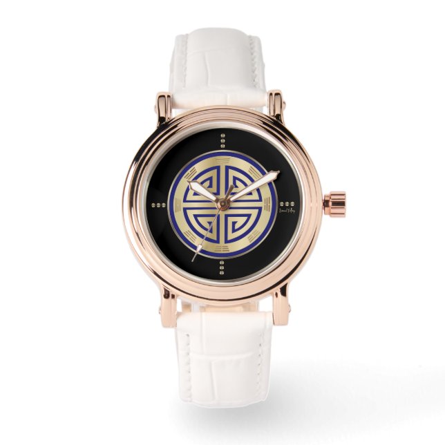 Gold Feng Shui Luxe Symbool Horloge (Voorkant)