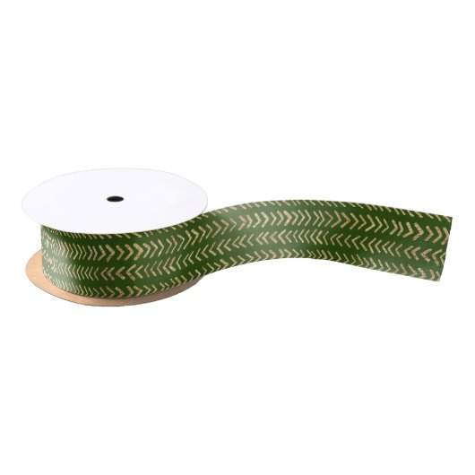 Gold Festive Chevron Pattern over Groen Satijnen Lint (Spoel)