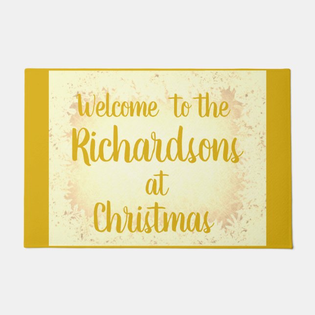 Gold festive frost op maat - Welkom Deurmat (Voorkant)