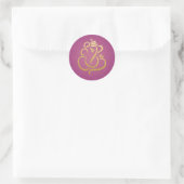 Gold Festive Ganesh | Indian God Damask Purple Ronde Sticker (Tas)