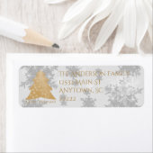 Gold Festive kerstboom Return Address Labels (Insitu)