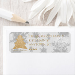 Gold Festive kerstboom Return Address Labels