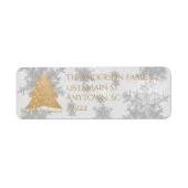Gold Festive kerstboom Return Address Labels (Voorkant)