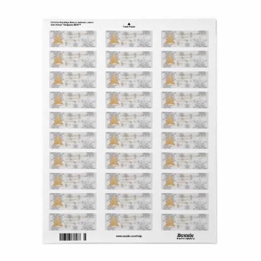 Gold Festive kerstboom Return Address Labels (Full Sheet)
