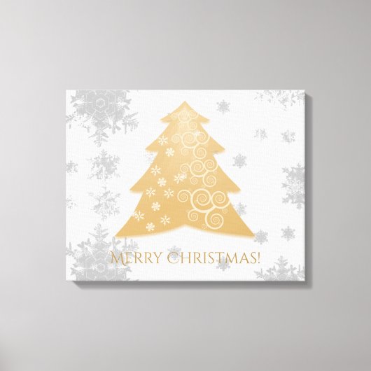 Gold Festive kerstboom — Verhard Canvas afdrukken (Voorkant)