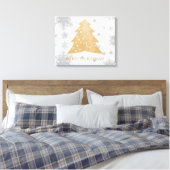 Gold Festive kerstboom — Verhard Canvas afdrukken (Insitu (Slaapkamer))