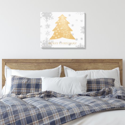 Gold Festive kerstboom — Verhard Canvas afdrukken (Insitu (Slaapkamer))