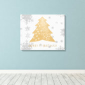 Gold Festive kerstboom — Verhard Canvas afdrukken (Insitu (Houten vloer))