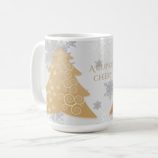 Gold Festive kerstboomkoffie Mok (Voorkant links)