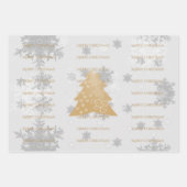 Gold Festive kerstboomwerkbladen Inpakpapier Vel (Voorkant 3)